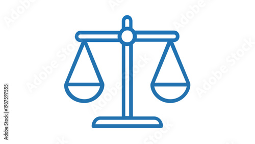 Blue minimalist Libra zodiac sign vector icon illustration, balance scales of justice symbol for astrology and law, flat design scalable graphic element on white background for web and print.