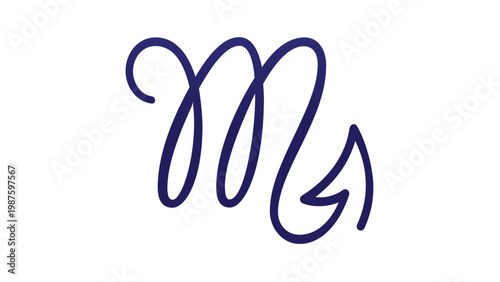 Scorpio Zodiac Sign Vector Illustration, Minimalist Dark Blue Line Art Icon of the Scorpion Astrological Symbol for Horoscope, Astrology, and Esoteric Design, Scalable AI-Generated Graphic