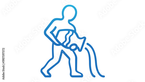 Aquarius Zodiac Sign Vector Icon Illustration: A minimalist blue line art depiction of the water bearer pouring water from a jug, perfect for astrology, horoscope, and celestial design projects.
