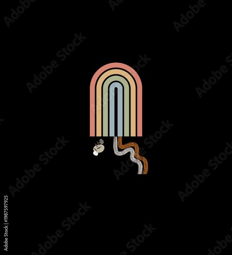 Photos t-shirt printing design of vector illustration of an abstract background showing a way to home in imperfect form of design