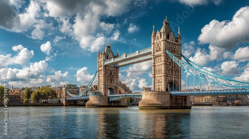 Tower Bridge on a beautiful sunny day in London.