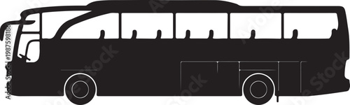 A black silhouette of a large coach bus Vector, illustration