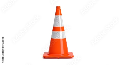 orange traffic cone isolated on white background