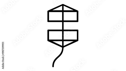 Minimalist geometric polygon line icon vector illustration featuring a symmetrical abstract structure with rectangular and triangular elements, perfect for modern branding and design projects.