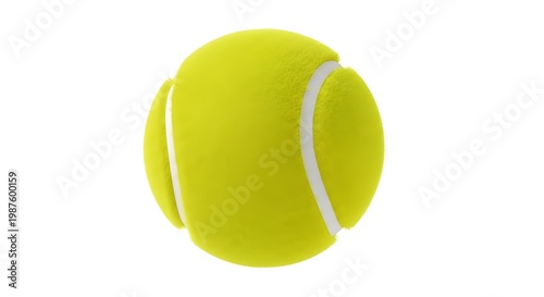 Bright yellow tennis ball isolated on white background for sports and fitness