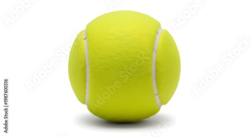 Bright yellow tennis ball isolated on white background for sports and fitness marketing