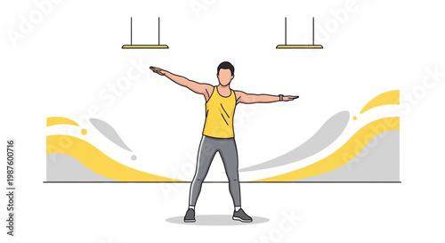 Man Exercising with Arms Extended, Fitness and Healthy Lifestyle