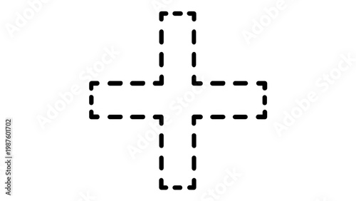 Dashed Line Plus Sign Vector Icon, Minimalist Mathematical Addition Symbol Illustration, Scalable Flat Design for UI/UX, Education, and Health Concepts, AI-Generated Graphic Resource