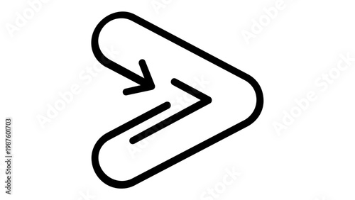 Vivid Minimalist Black Line Vector Icon Illustration of a Stylized Chevron or Greater Than Mathematical Symbol with Arrow, Scalable Flat Design for Web, UI, and Graphic Projects, AI-Generated.