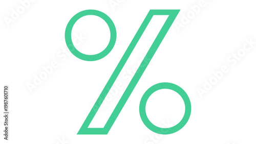 Modern minimalist teal and green gradient percent sign vector icon illustration. Scalable flat design symbol for finance, discounts, math, interest rates, and statistical data representation.