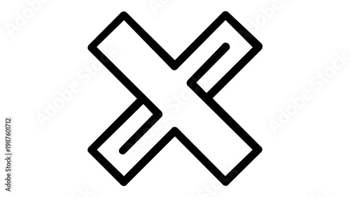 Minimalist black and white multiply sign line icon vector illustration. Scalable cross symbol for mathematics, education, and user interface design. High-quality AI-generated graphic resource.