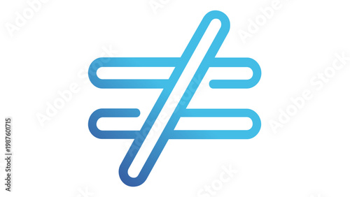 Blue gradient not equal to mathematical symbol vector icon illustration. Minimalist flat design inequality sign for math, science, education, and logic concepts. Scalable AI-generated graphic art.