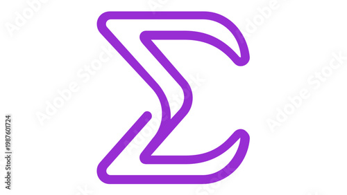 Vibrant blue and purple gradient Sigma summation mathematical symbol vector icon illustration, featuring a modern minimalist line art design for education, science, and data analysis applications.