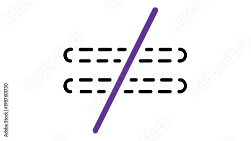 Minimalist Not Equal Mathematical Symbol Vector Icon Illustration, Flat Design Inequality Sign with Dashed Lines and Purple Slash for Math Education, Scalable AI-Generated Graphic Resource