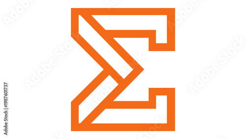 Orange Sigma Greek Letter Vector Icon Illustration, Minimalist Geometric Summation Symbol for Mathematics, Science, and Education, Scalable Flat Design Element Isolated on White Background