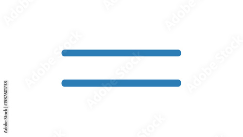 Blue equals sign vector icon illustration, minimalist flat design mathematical symbol representing equality, balance, and results, scalable graphic resource for education, finance, and web.