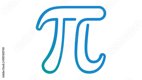 Blue gradient Pi mathematical constant symbol vector icon illustration. Minimalist line art for science, education, geometry, and algebra. Scalable flat graphic for school and university projects.
