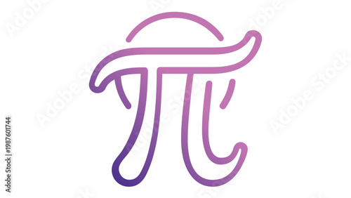 Purple Gradient Pi Mathematical Constant Symbol Vector Illustration, Minimalist Flat Line Icon for Science, Education, Geometry, and Physics Projects, Scalable AI-Generated Graphic Design
