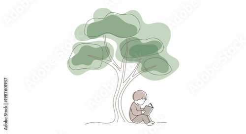 Child Sitting Under a Tree Alone.
