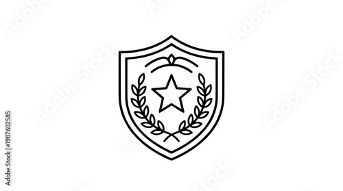 Shield Badge Emblem with Star and Laurel Wreath – Security Protection Icon