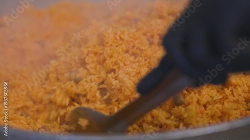 Fried Rice being stirred in a large pot