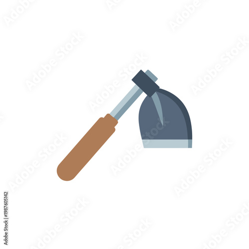 Garden Hoe Tool Icon Isolated on White Background, Flat Design