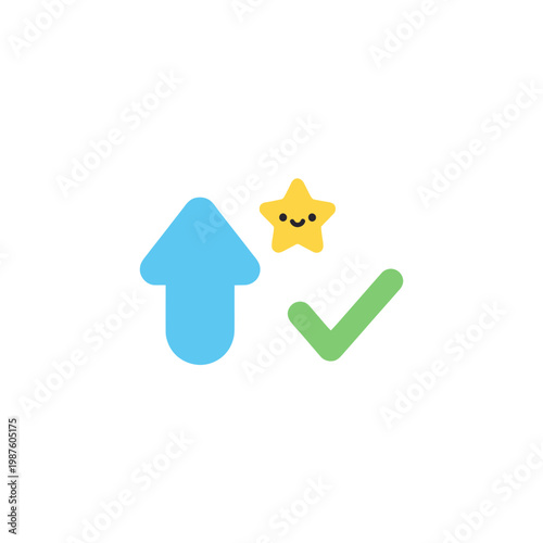 Up Arrow, Star, Check Mark - Success, Approval, Positive Feedback Icon Set