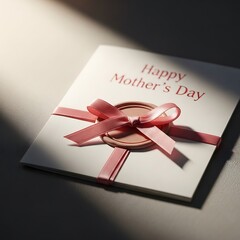 Happy mother's day card with pink ribbon and wax seal close up mothers day thank you greeting card celebration occasion decoration decorative heartfelt
