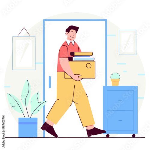 Young Businessman Carrying Stack of Paper Documents and Files in Modern Office