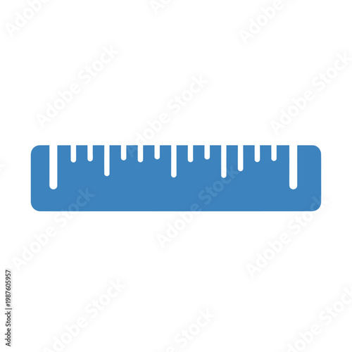 Blue Ruler Icon on White Background - Measurement Tool