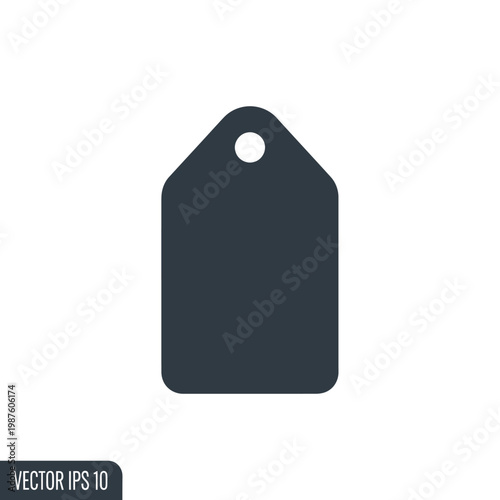 Blank dark gray tag icon on white background, vector illustration