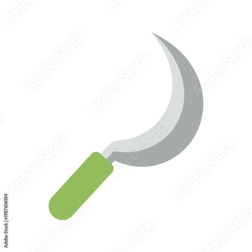 Sickle Tool Icon - Flat Design, Harvesting Tool, Agriculture Symbol