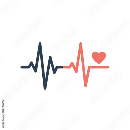 Heartbeat EKG Pulse Line with Heart Icon - Medical Health Concept