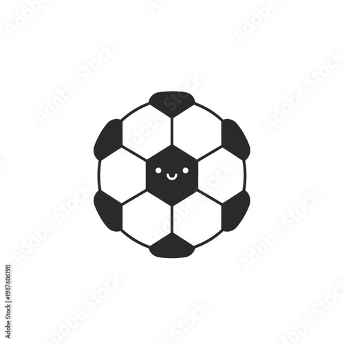 Cute Cartoon Soccer Ball Character with Happy Face