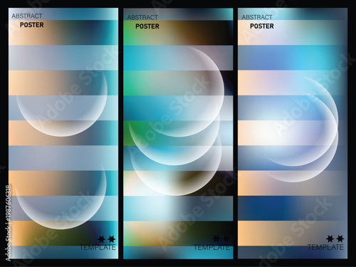Abstract poster templates with colorful stripes and spheres  modern design elements for creative projects and presentations