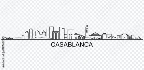 Casablanca city skyline in simple black line art