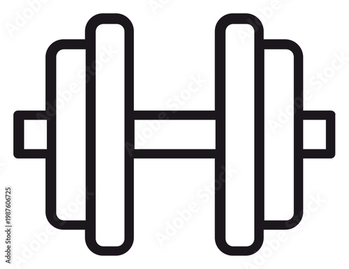 Valokuva Minimalist black line art dumbbell vector icon illustration for fitness, weightlifting, gym, and bodybuilding concepts, isolated on white background, scalable graphic symbol for workout