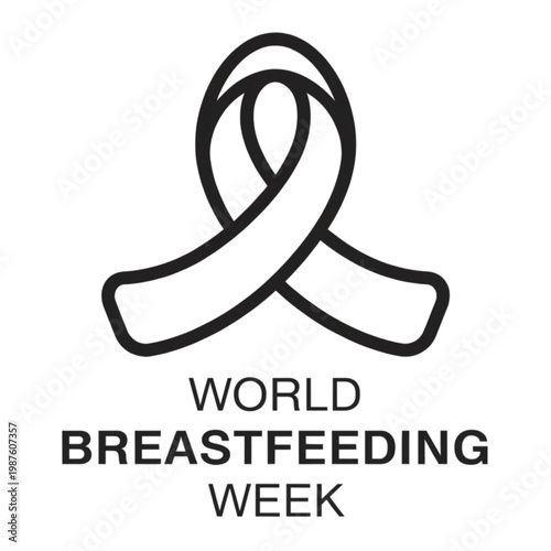 A minimalist vector graphic illustration of a ribbon symbolizing World Breastfeeding Week