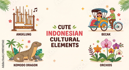 Cute asian cultural elements graphic detail