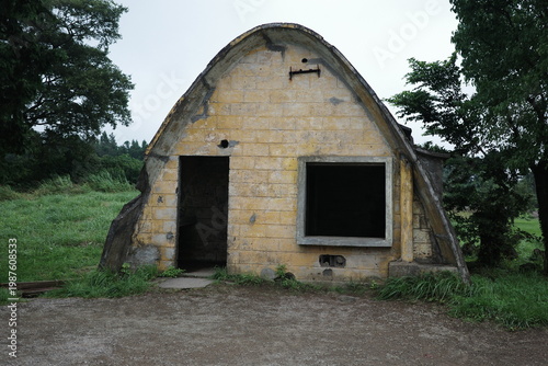 Abandoned unique domed bunker structure in a Korean countryside