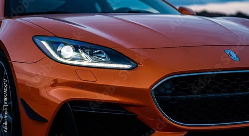 New sport car close up photo.