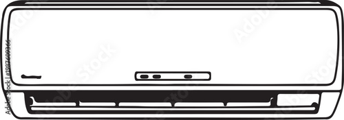 Modern wall-mounted air conditioning unit in a minimalist room Vector, illustration