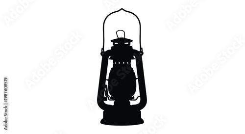 Photos A classic oil lantern design presented as a black silhouette