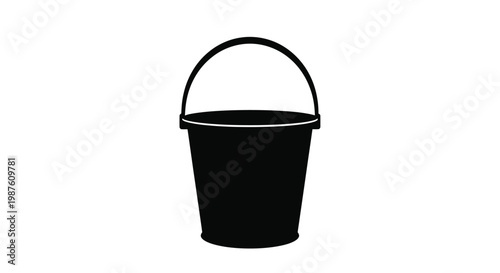 Simple black bucket illustration against a white background silhouette