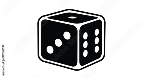 A black die with four dots shown as a stark silhouette