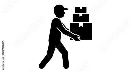 Man carrying stack of boxes.