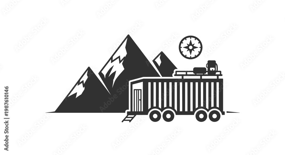 Fototapeta premium Black and white mining truck vehicle.