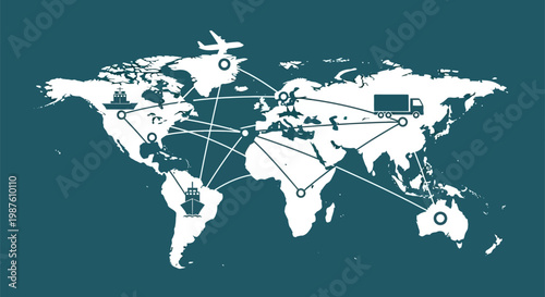 Global connections and travel routes map.
