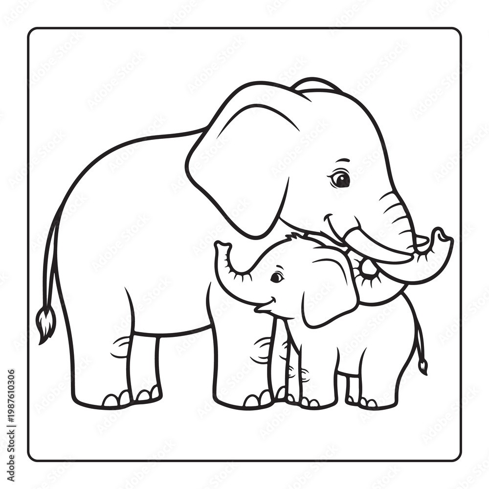 Fototapeta premium Mother’s Day animal coloring page for kids