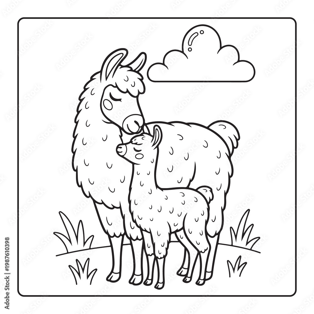 Fototapeta premium Mother’s Day animal coloring page for kids